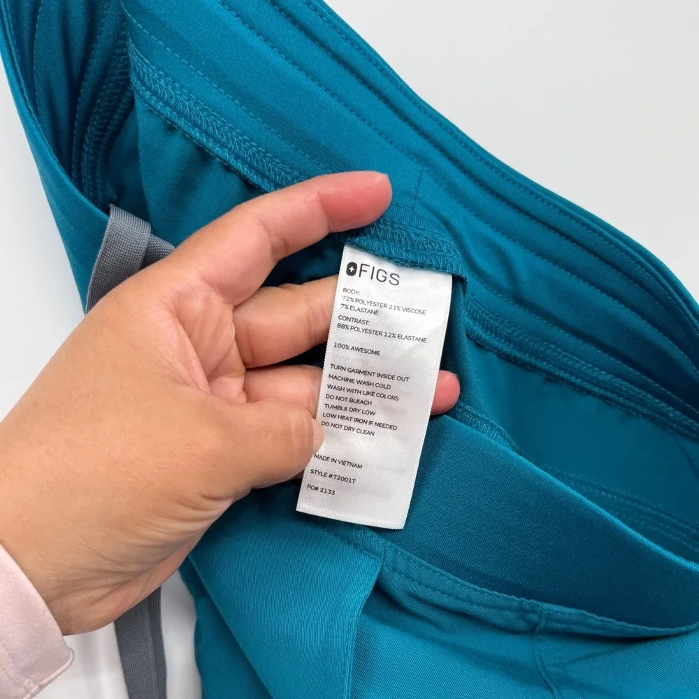 FIGS M/T Scrub Pants Mens Teal Blue Technical Collection Cargo Straight Tall